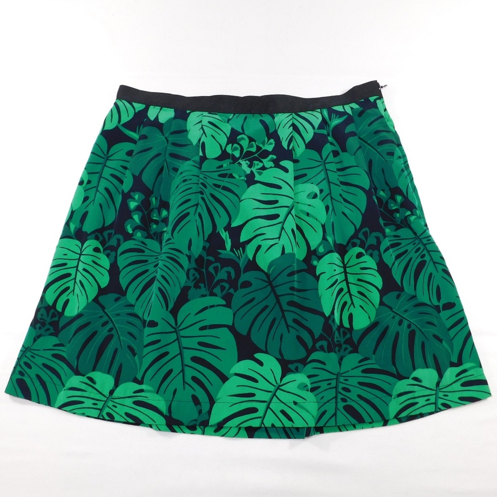 Banana Republic Green Leaf Pleated Mini Skirt Sz 4